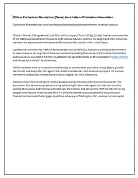 Press Release-Chapter Board Template
